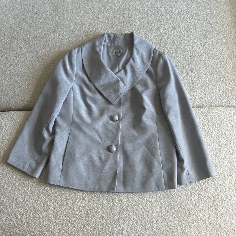 Emily Women's Blue‎ Suit Jacket Size 16 Notch Collar Blazer Career Workwear